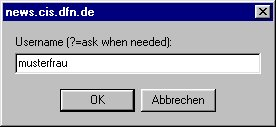Benutzername für den Newsserver