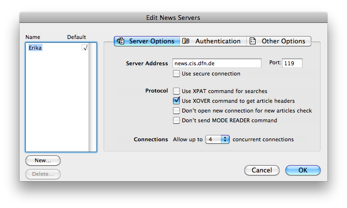 NewsWatcher - Server Options